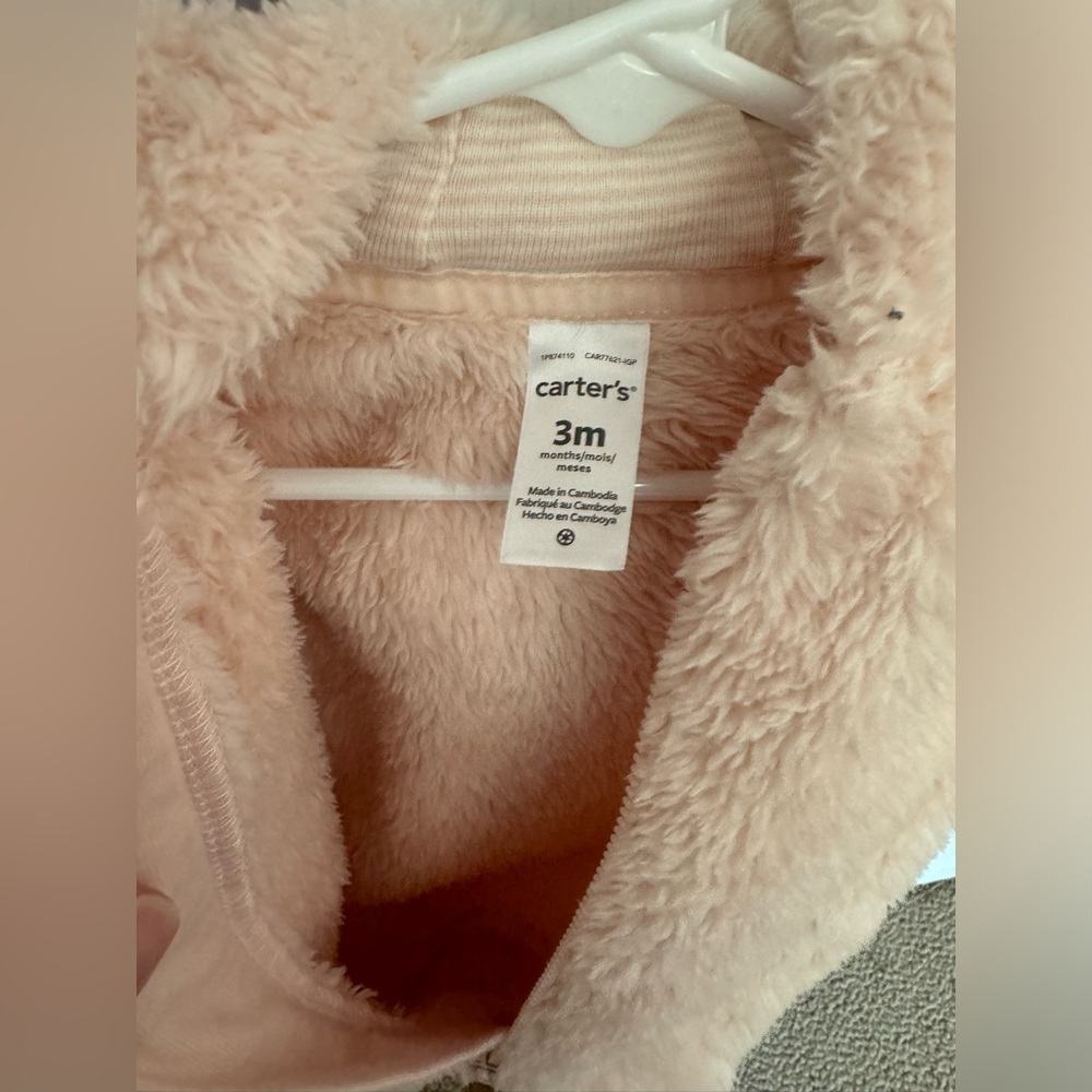 Carter’s Baby Hooded Sherpa Jumpsuit - Light Pink